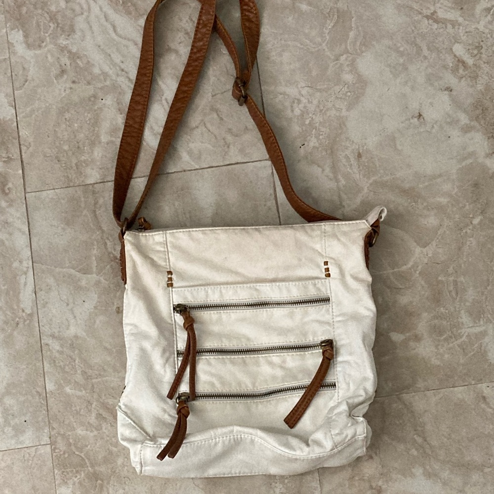 Cream/brown vintage shoulder bag